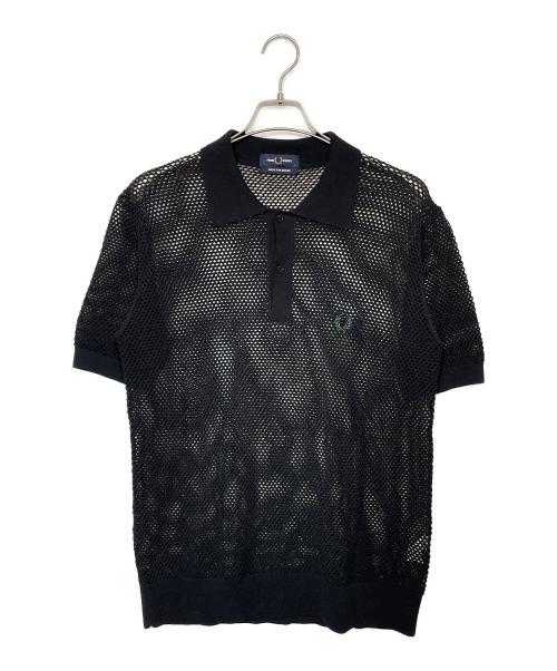 FRED PERRY（フレッドペリー）FRED PERRY (フレッドペリー) オープンニットポロシャツ/ポロシャツ ブラック サイズ:Lの古着・服飾アイテム