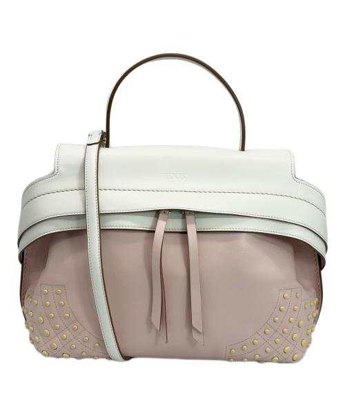 TOD'S（トッズ）TOD'S (トッズ) 2WAYハンドバッグ ホワイト×ピンクの古着・服飾アイテム