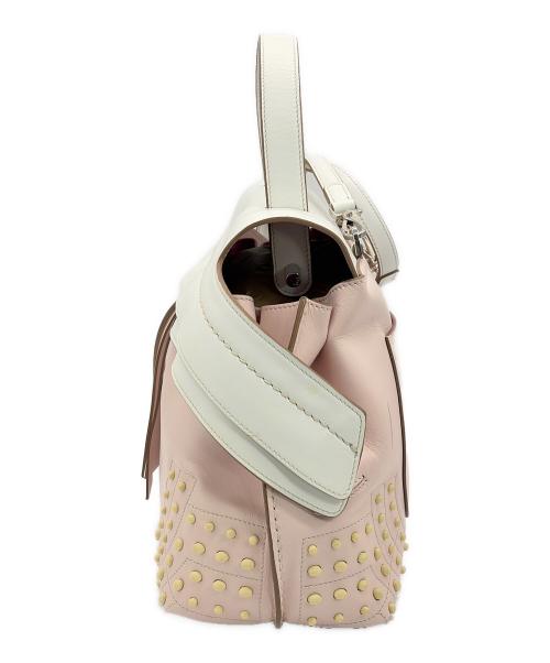 TOD'S（トッズ）TOD'S (トッズ) 2WAYハンドバッグ ホワイト×ピンクの古着・服飾アイテム