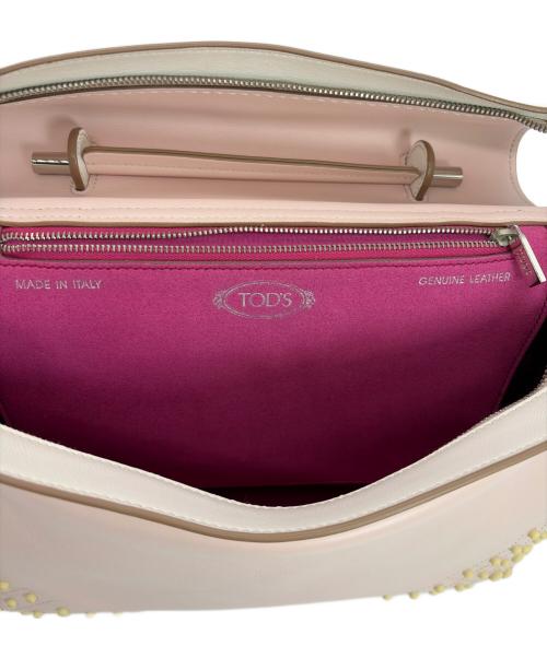 TOD'S（トッズ）TOD'S (トッズ) 2WAYハンドバッグ ホワイト×ピンクの古着・服飾アイテム