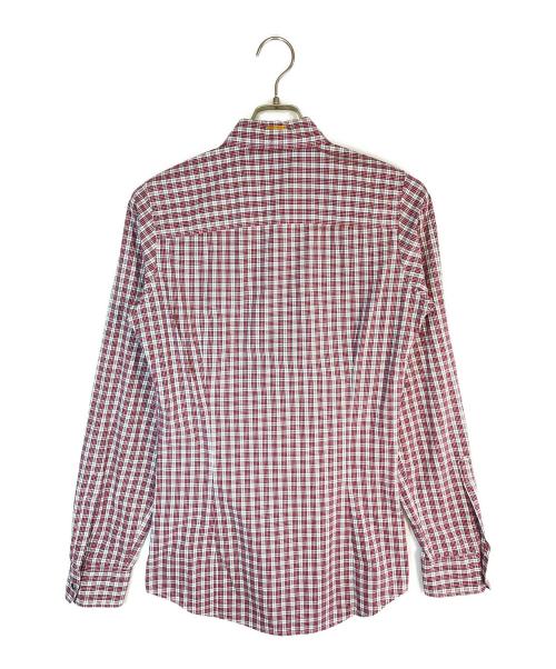 DSQUARED2（ディースクエアード）DSQUARED2 (ディースクエアード) 長袖シャツ レッド×ホワイト サイズ:SIZE 42の古着・服飾アイテム