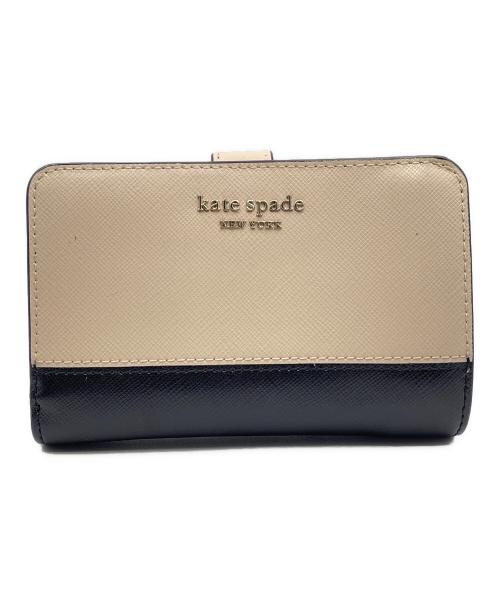 Kate Spade（ケイトスペード）Kate Spade (ケイトスペード) 2つ折り財布 ブラック×ベージュの古着・服飾アイテム