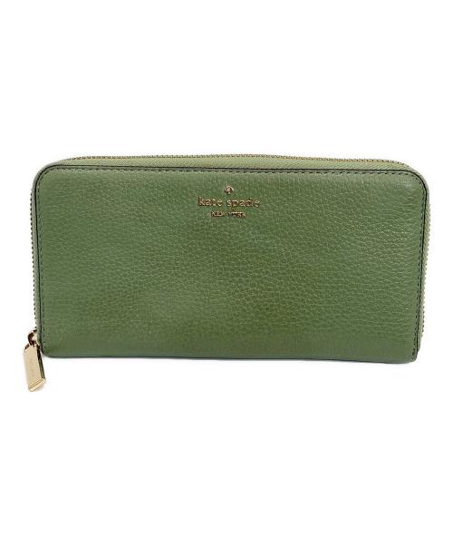 Kate Spade（ケイトスペード）Kate Spade (ケイトスペード) ラウンドファスナー長財布 グリーンの古着・服飾アイテム