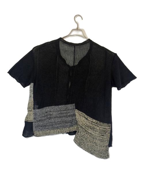 慈雨（ジウ）慈雨 (ジウ) 半袖ニットカーディガン ブラック サイズ:SIZE 40（M)の古着・服飾アイテム