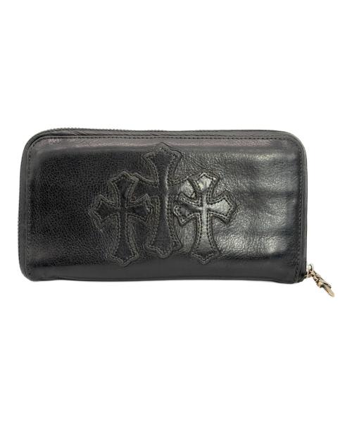 CHROME HEARTS（クロムハーツ）CHROME HEARTS (クロムハーツ) REC Fジップ 3セメタリークロスパッチ ウォレット ブラックの古着・服飾アイテム
