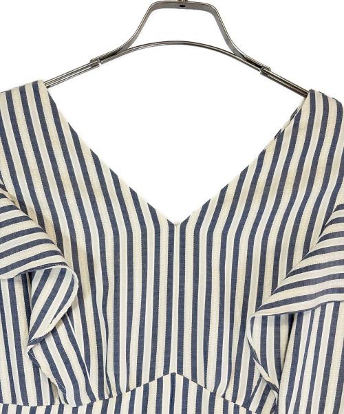 HER LIP TO（ハーリップトゥ）HER LIP TO (ハーリップトゥ) ノースリーブワンピース/Kerry Striped Ruffle Dress/ ホワイト×ネイビー サイズ:SIZE Mの古着・服飾アイテム