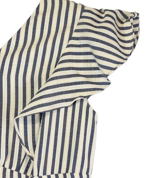 HER LIP TO（ハーリップトゥ）HER LIP TO (ハーリップトゥ) ノースリーブワンピース/Kerry Striped Ruffle Dress/ ホワイト×ネイビー サイズ:SIZE Mの古着・服飾アイテム