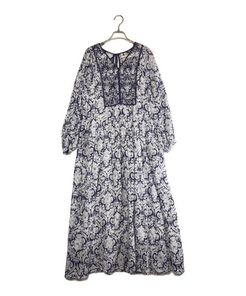 ne quittez pas（ヌキテパ）ne quittez pas (ヌキテパ) 長袖ワンピース パープル×ホワイト サイズ:SIZE Mの古着・服飾アイテム