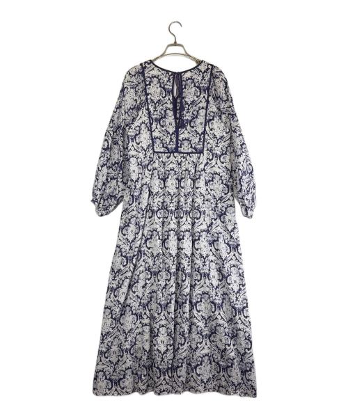 ne quittez pas（ヌキテパ）ne quittez pas (ヌキテパ) 長袖ワンピース パープル×ホワイト サイズ:SIZE Mの古着・服飾アイテム