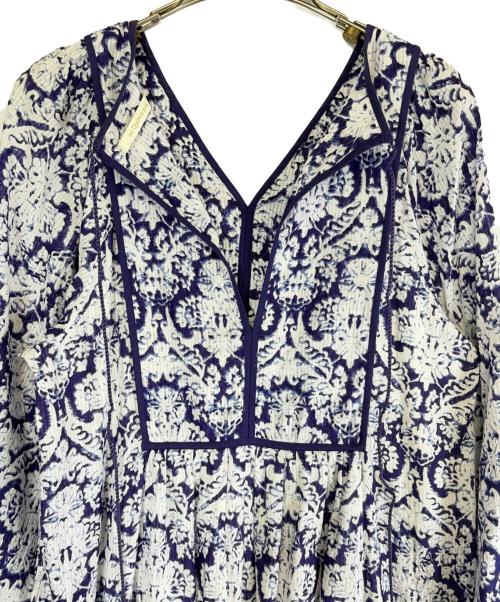 ne quittez pas（ヌキテパ）ne quittez pas (ヌキテパ) 長袖ワンピース パープル×ホワイト サイズ:SIZE Mの古着・服飾アイテム