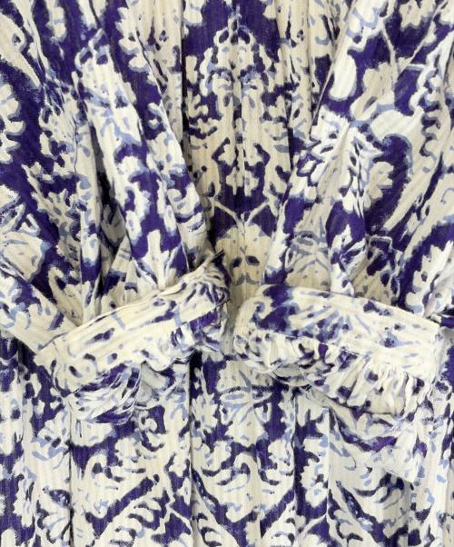 ne quittez pas（ヌキテパ）ne quittez pas (ヌキテパ) 長袖ワンピース パープル×ホワイト サイズ:SIZE Mの古着・服飾アイテム