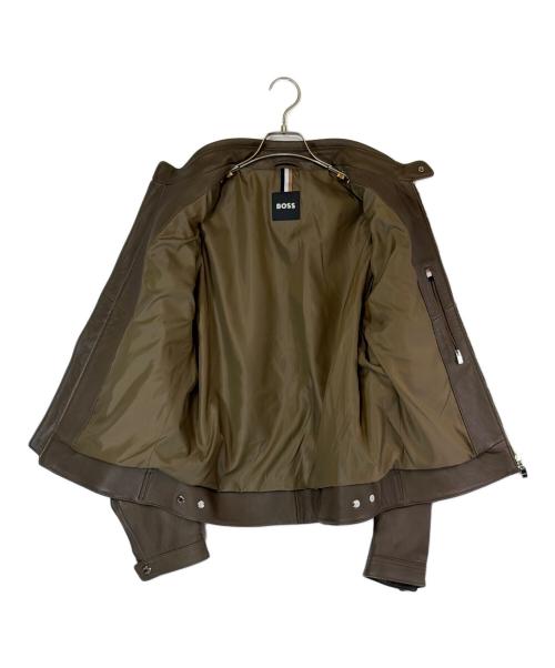 BOSS（ボス）BOSS (ボス) ラムレザージャケット ブラウン サイズ:SIZE UK44（XXL)の古着・服飾アイテム