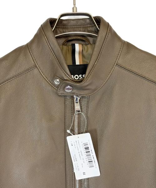 BOSS（ボス）BOSS (ボス) ラムレザージャケット ブラウン サイズ:SIZE UK44（XXL)の古着・服飾アイテム