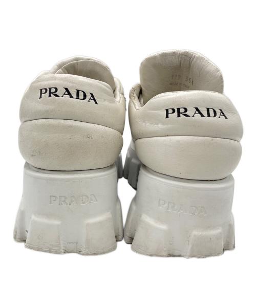 PRADA（プラダ）PRADA (プラダ) パデットナッパレザースニーカー ホワイト サイズ:35 1/2の古着・服飾アイテム