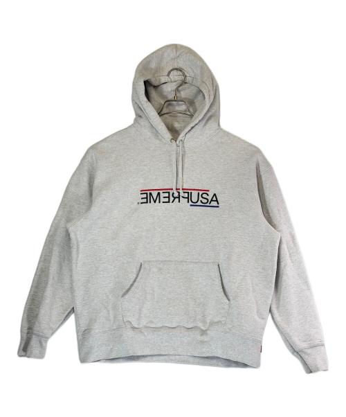 SUPREME（シュプリーム）Supreme (シュプリーム) USA Hooded Sweatshirt/ユー・エス・エー・フーデッド・スウェットシャツ ライトグレー サイズ:SIZE Lの古着・服飾アイテム
