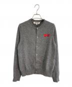 PLAY COMME des GARCONSプレイコムデギャルソン）の古着「DOUBLE HEART LADIE'S' CARDIGAN/ハートワッペンカーディガン」｜グレー