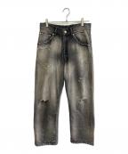 ANCELLMアンセルム）の古着「DAMAGE DENIM STRAIGHT 5P PANT」｜ブラック