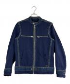DIESELディーゼル）の古着「デニム切替 シングルライダースジャケット」｜ブルー