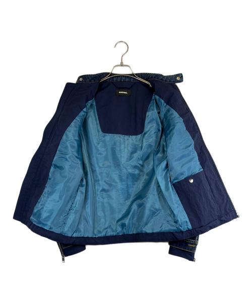 DIESEL（ディーゼル）DIESEL (ディーゼル) デニム切替 シングルライダースジャケット ブルー サイズ:SIZE Sの古着・服飾アイテム