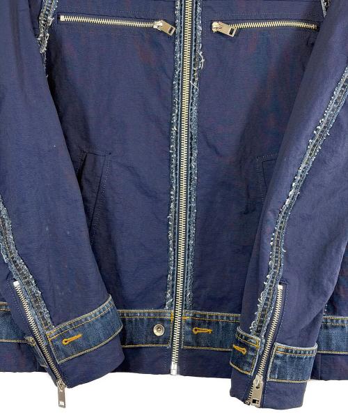 DIESEL（ディーゼル）DIESEL (ディーゼル) デニム切替 シングルライダースジャケット ブルー サイズ:SIZE Sの古着・服飾アイテム