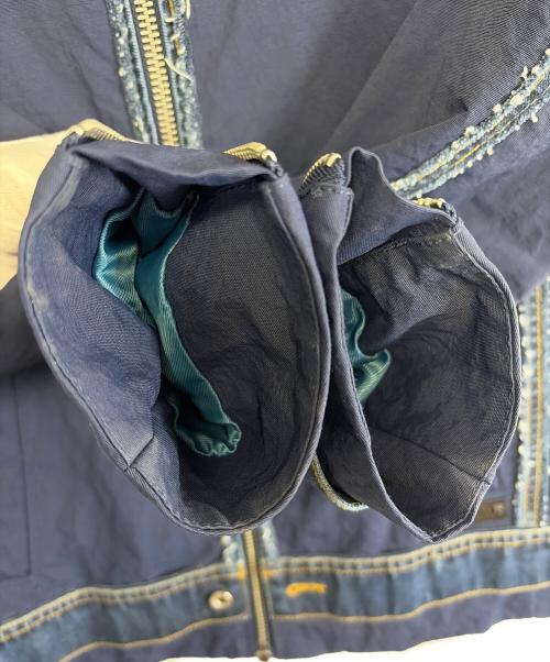 DIESEL（ディーゼル）DIESEL (ディーゼル) デニム切替 シングルライダースジャケット ブルー サイズ:SIZE Sの古着・服飾アイテム