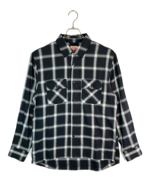 BIG MIKE（ビックマイク）BIG MIKE (ビックマイク) オンブレチェックライトネルシャツ ブラック×ホワイト サイズ:Lの古着・服飾アイテム