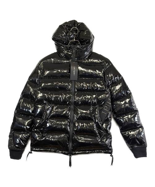 1piu1uguale3 SPORT（ウノ ピゥ ウノ ウグァーレ トレ）1piu1uguale3 SPORT (ウノ ピゥ ウノ ウグァーレ トレ) 113 HOODED DOWN JK RIBBON TAPE ブラック サイズ:V（5）Lの古着・服飾アイテム