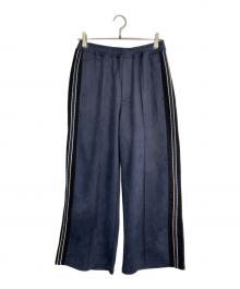 SASQUATCHfabrix.（サスクワァッチファブリックス）の古着「FAUX SUEDE FLARE SILHOUETTE TRACK PANTS/フォックスエード フレア シルエット トラックパンツ」｜ネイビー