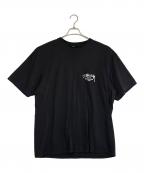 stussyステューシー）の古着「半袖カットソー/beats sounds pig dyed tee/ビーツ サウンズ ピグ ダイド ティー」｜ブラック