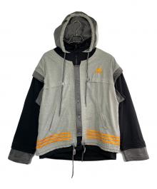 adidas（アディダス）の古着「フェイクレイヤードトラックジャケット」｜ブラック×グレー
