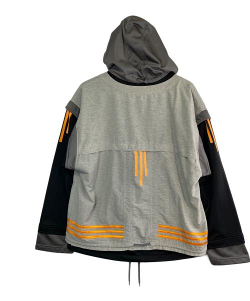 adidas（アディダス）adidas (アディダス) フェイクレイヤードトラックジャケット ブラック×グレー サイズ:SIZE Mの古着・服飾アイテム