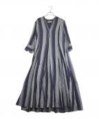 ne quittez pasヌキテパ）の古着「Cotton Voile Stripe Panel Dress」｜ネイビー