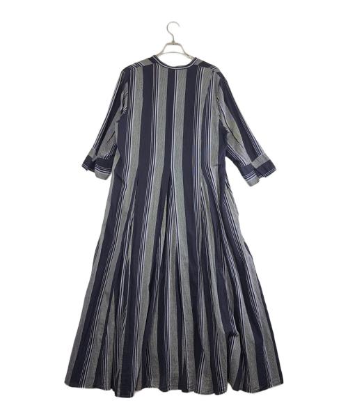 ne quittez pas（ヌキテパ）ne quittez pas (ヌキテパ) Cotton Voile Stripe Panel Dress ネイビー サイズ:SIZE Mの古着・服飾アイテム