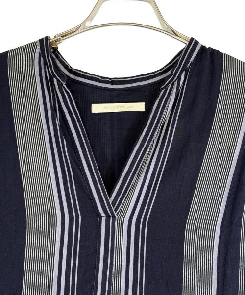 ne quittez pas（ヌキテパ）ne quittez pas (ヌキテパ) Cotton Voile Stripe Panel Dress ネイビー サイズ:SIZE Mの古着・服飾アイテム