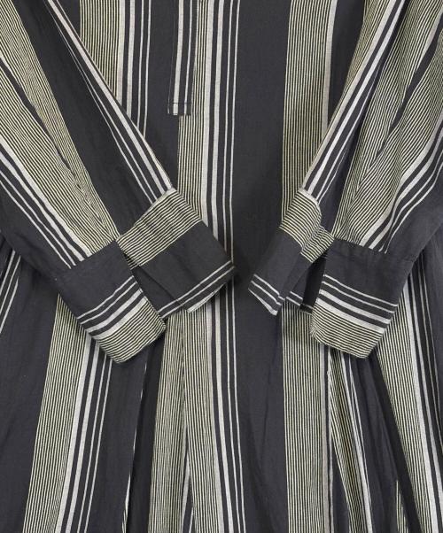 ne quittez pas（ヌキテパ）ne quittez pas (ヌキテパ) Cotton Voile Stripe Panel Dress ネイビー サイズ:SIZE Mの古着・服飾アイテム