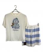 GELATO PIQUE HOMMEジェラートピケ オム）の古着「ジャガードプルオーバー&ハーフパンツセット」｜ホワイト×パープル