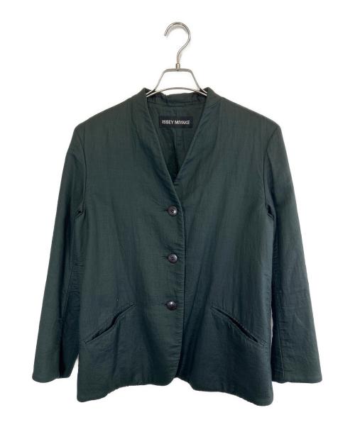ISSEY MIYAKE（イッセイミヤケ）ISSEY MIYAKE (イッセイミヤケ) コットンリネンジャケット ブラック サイズ:SIZE 2の古着・服飾アイテム