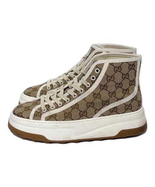 GUCCI（グッチ）GUCCI (グッチ) GGキャンバススニーカー ブラウン サイズ:6 1/2(26cm）の古着・服飾アイテム