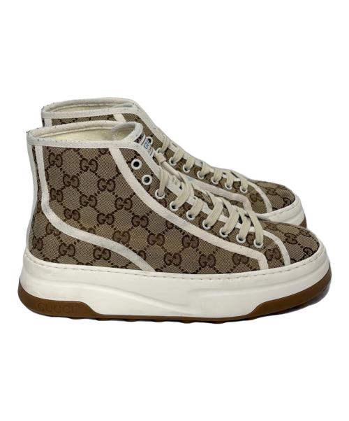 GUCCI（グッチ）GUCCI (グッチ) GGキャンバススニーカー ブラウン サイズ:6 1/2(26cm）の古着・服飾アイテム