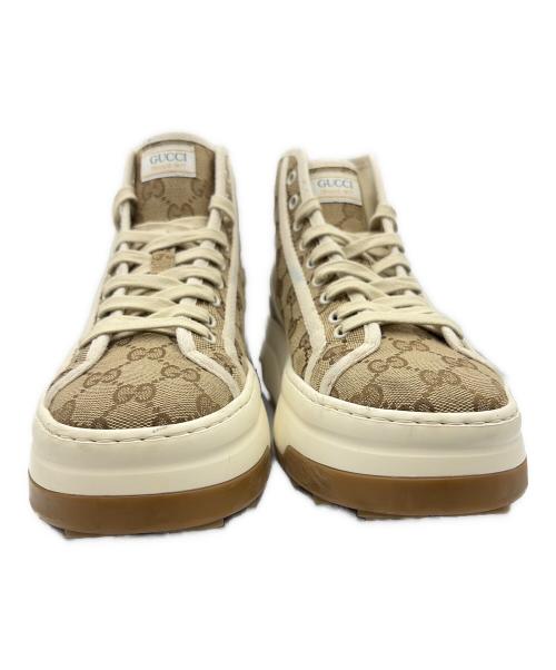 GUCCI（グッチ）GUCCI (グッチ) GGキャンバススニーカー ブラウン サイズ:6 1/2(26cm）の古着・服飾アイテム