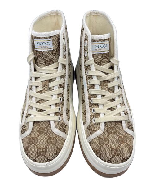 GUCCI（グッチ）GUCCI (グッチ) GGキャンバススニーカー ブラウン サイズ:6 1/2(26cm）の古着・服飾アイテム