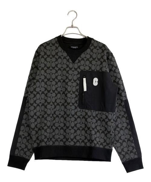 COACH（コーチ）COACH (コーチ) シグネチャーロゴナイロンスイッチングスウェット グレー×ブラック サイズ:SIZE S 未使用品の古着・服飾アイテム