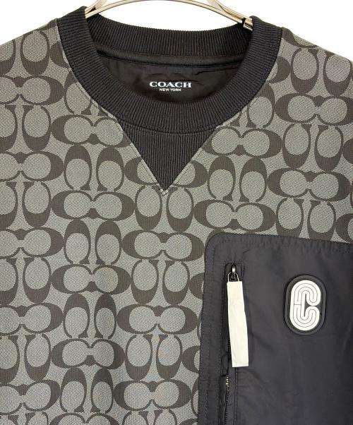 COACH（コーチ）COACH (コーチ) シグネチャーロゴナイロンスイッチングスウェット グレー×ブラック サイズ:SIZE S 未使用品の古着・服飾アイテム