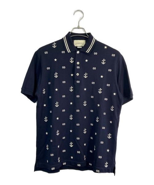 GUCCI（グッチ）GUCCI (グッチ) ポロシャツ ネイビー サイズ:SIZE Mの古着・服飾アイテム