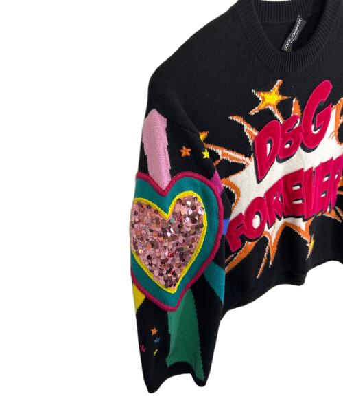 DOLCE & GABBANA（ドルチェ＆ガッバーナ）DOLCE & GABBANA (ドルチェ＆ガッバーナ) 厚手ニット ショッキングピンク×ブラック サイズ:SIZE XLの古着・服飾アイテム