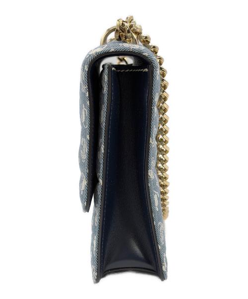 JIMMY CHOO（ジミーチュウ）JIMMY CHOO (ジミーチュウ) チェーンショルダーバッグ ネイビー×ブルーの古着・服飾アイテム