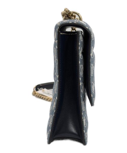 JIMMY CHOO（ジミーチュウ）JIMMY CHOO (ジミーチュウ) チェーンショルダーバッグ ネイビー×ブルーの古着・服飾アイテム