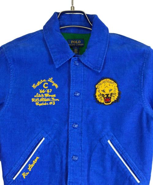 POLO RALPH LAUREN（ポロ・ラルフローレン）POLO RALPH LAUREN (ポロ・ラルフローレン) コーデュロイ バーシティインスパイアード ジャケット ブルー サイズ:130cm 未使用品の古着・服飾アイテム