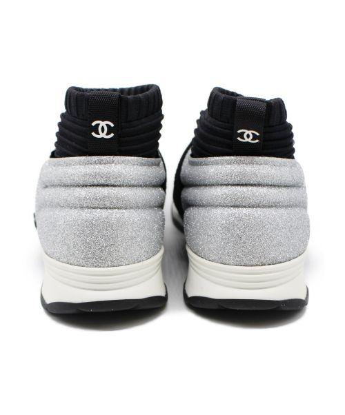 CHANEL（シャネル）CHANEL (シャネル) ニットスニーカー シルバー サイズ:38の古着・服飾アイテム
