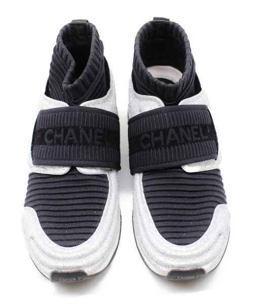 CHANEL（シャネル）CHANEL (シャネル) ニットスニーカー シルバー サイズ:38の古着・服飾アイテム
